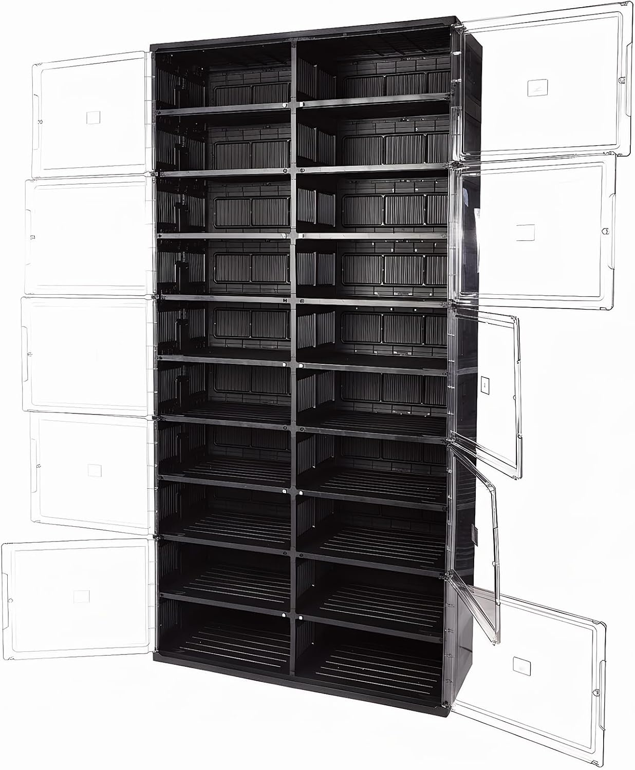 10 Tiers 40 Pairs Collapsible Shoe Rack Organizer with Doors Foldable Shoe Rack Organizer Cabinet for Closet Entryway Living Room