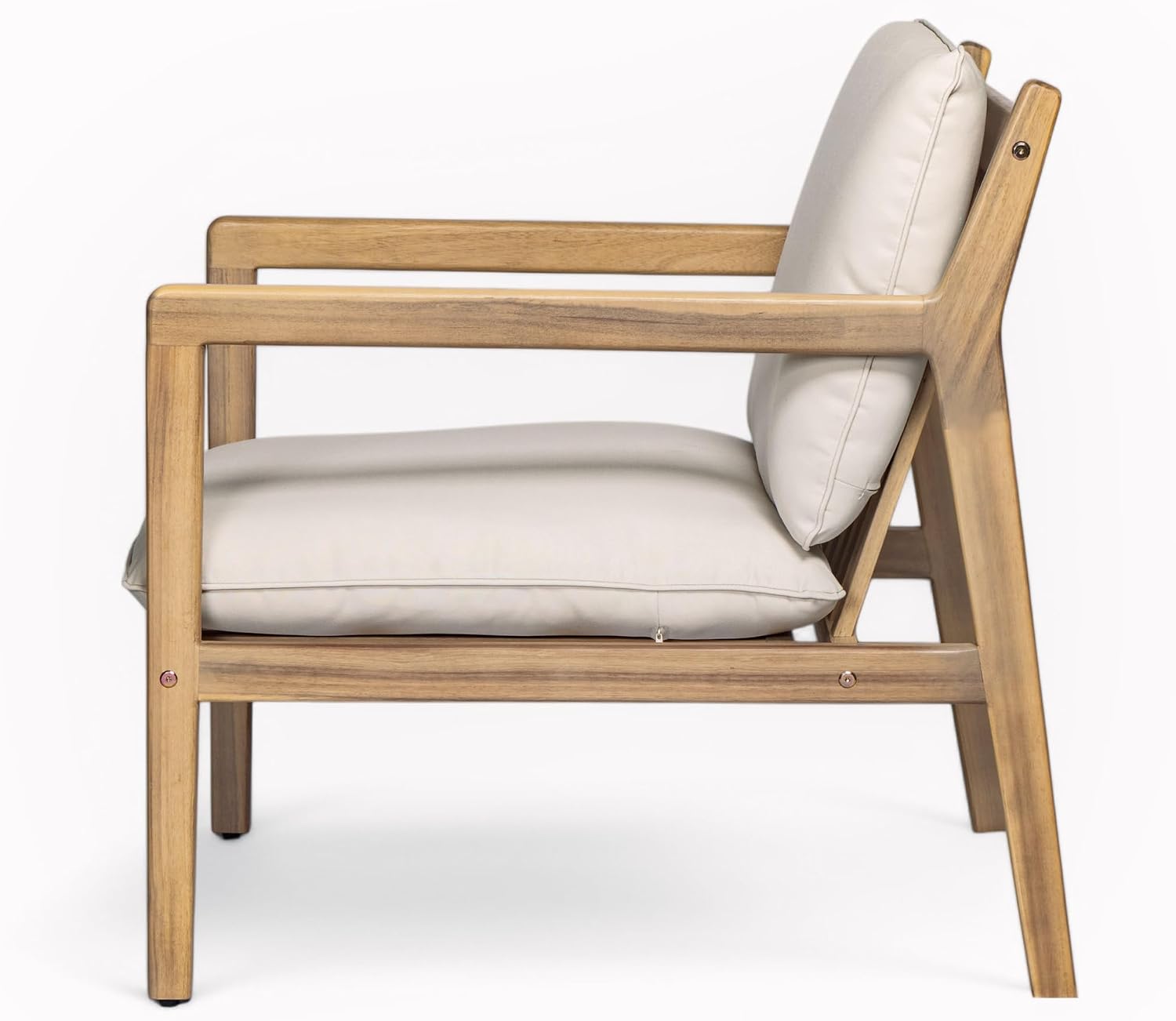 Elountik Acacia Wood Patio Club Chair Set of 2 with Cushions, Outdoor Armchairs for Patio Seating, Light Teak