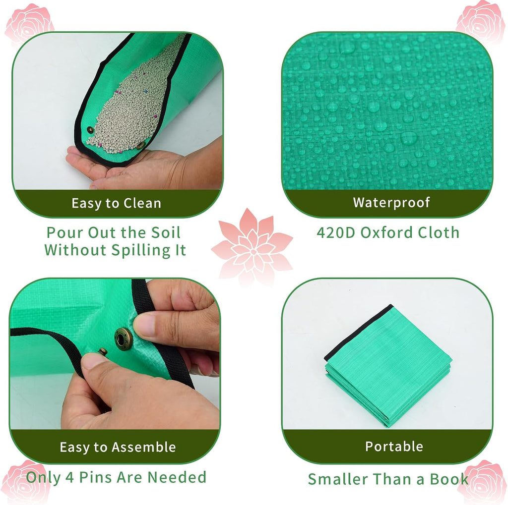3Packs Repotting Mat, 26.8x26.8 Inch Thickened High Density PE Waterproof Gardening Tray for Plant Transplanting, Portable Foldable Potting Soil Mat with Storage Bag for Indoor Outdoor Plant Care