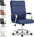 Modern Office Desk Chair, Conference Room Chairs, High Back Ergonomic Home ofiice Chair, Adjustable Height Swivel Executive Computer Chair with Armrest and Padded Seat (Blue)