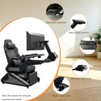 KING COCKPIT Zero-Gravity Reclining Chair for PC Gaming, Sim Racing &Home Office, Workstation with Electrically Adjustable Monitor Distance,Adjustable Keyboard Tray&Cup Holder-Black