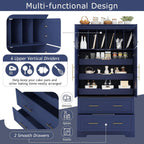 roomfitters 73 Inch Large Kitchen Pantry with 4 Doors, Pull-Out Trays and Cake Pan Organizer, Blue