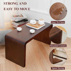 C-Shaped End Table Solid Wood Sofa Side Table for Living Room,Small,Modern,Bedside Accent Table,Mobile,Coffee Table,Bedroom,Nightstand(69cm/27.2″, Black 1)