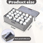 1 Pcs Light Bulb Organizer Storage Box Ornament Storage with 30 Dividers Foldable Bulbs Organizer with Lid Sturdy PP Board Fits Various Standard Dustproof Fabric Case for Home Vbs (Grey)