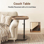 Adjustable Height TV Dinner Tray Table for Eating, 360°Swivel Small C Shaped End Side Table for Living Room, Bedroom,Hospital, Couch Armrest Table that Slide Under Sofa, Bed, Desk