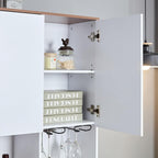 VERYKE 68.9'' Tall Kitchen Pantry with Microwave Shelf&Charging Station,Freestanding Kitchen Storage Cabinet with Hutch,Wood Buffet Hutch Liquor Cabinet for Home & Dining Room