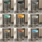 Backless Counter Stools, Commercial Stainless Steel Iron Stool, Office Three-Ring High Chair, Reinforced Base Frame, for Daily Use(Grey,75cm)