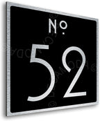 Personalized Modern Outdoor Address Plaque - Custom House Number Sign - Square - Black with Silver Numbers (8 x 8 inches)