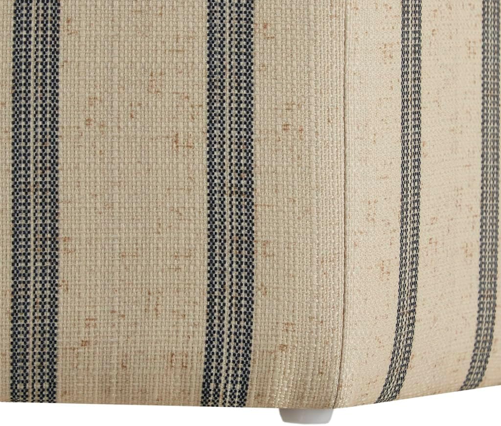 Martha Stewart Ellen Accent Ottoman - Solid Wood Frame, Soft Fabric, Hexagonal Small Stool Chair - Modern Foam Padded Top Footstool Living Room Furniture Natural, 18" W x 18" D x 16" H, Natural