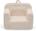 Delta Children Cozee Sherpa Chair – Customize with Name – Foam Kids Chair for Ages 18 Months and Up, Cream