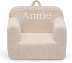 Delta Children Cozee Sherpa Chair – Customize with Name – Foam Kids Chair for Ages 18 Months and Up, Cream