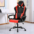 Modern Gaming Chair Ergonomic High Back PU Leather Office Chair with Lumbar Support, Red