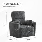 Nursery Rocking Chair, Boucle Upholstery Recliner with 2 Pillow, Swivel Glider Reclinerr, Power Reclining Sofa Chair for Living Room/Office/Apartment/Dark Gray