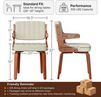 Dining Chairs Set of 6, Mid Century Modern Faux Leather Upholstered Kitchen Chair with Ergonomic Sponge Backrest, Hanging Bentwood Armrests for Kitchen Dining Room, Beige