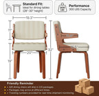 Dining Chairs Set of 6, Mid Century Modern Faux Leather Upholstered Kitchen Chair with Ergonomic Sponge Backrest, Hanging Bentwood Armrests for Kitchen Dining Room, Beige