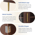 Housoul Buffet Cabinet with LED Lights, Sideboard Cabinet with 2 Doors Acrylic, 32" Modern Buffet Cabinet with Shelf, Coffee Bar Cabinet for Living Room, Kitchen, Walnut
