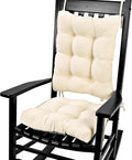 Rocking Chair Cushion for Elderly Sitting, Back Pillow & Seat Cushion with Ties, Luxury Chenille Fabric Non-Slip Chair Pad for Rocker, Beige, 21.6x17x2/ 17x17x3