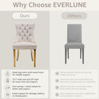 Beige Velvet Dining Chairs Set of 6, Fabric Upholstered Kitchen & Dining Room Chair, Tufted Mid Century Modern Dinning Room Chairs, High Back, Gold Metal Legs, Sillas de Comedor