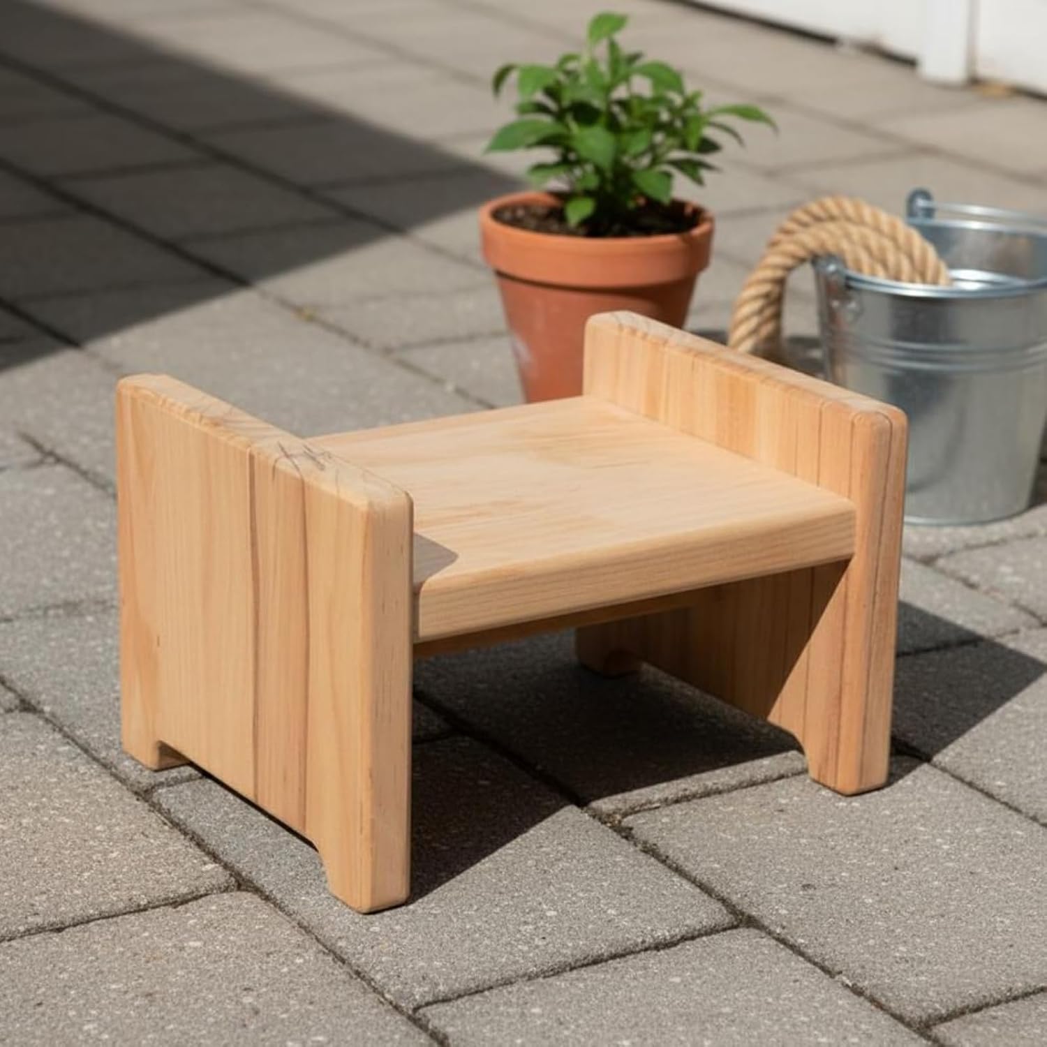 Children Bench Wooden Shape Low Profile Rounded Corners Multipurpose Seat Suitable for Plant Stand Living Room Entry