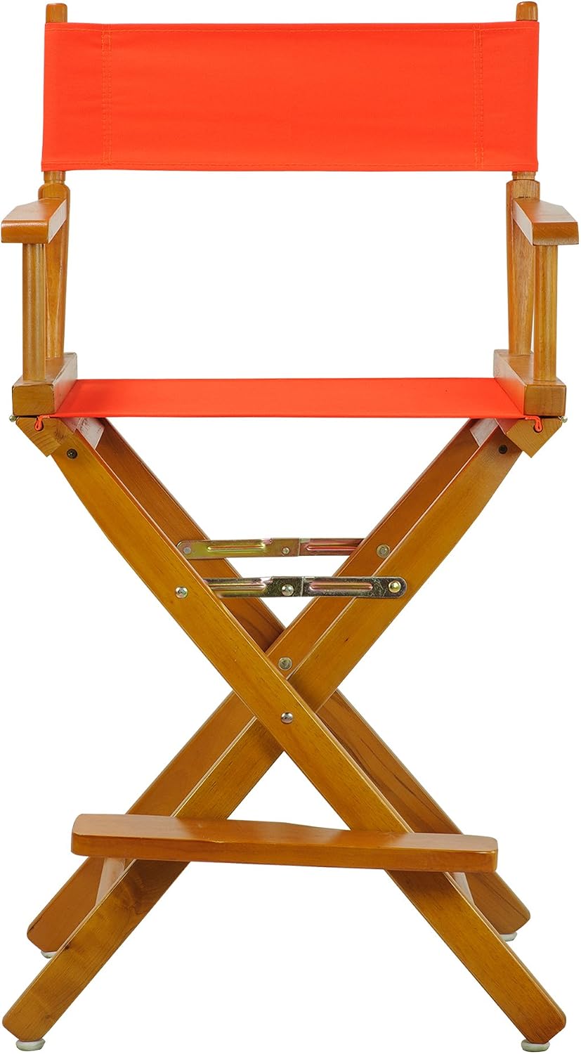 Casual Home Director's Chair ,Honey Oak Frame/Orange Canvas,24" - Counter Height