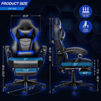 ELECWISH Gaming Chair, Reclining Computer Chair with Footrest and Lumbar Support, High Back Ergonomic Gamer Chair for Adults, Gaming Desk Chair with Headrest PU Leather