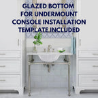 Nantucket Sinks GB-17x14-W Undermount Bathroom Sink – 17"x14" Oval White Bowl Bath Vanity Sink, Glazed Bottom for Open Console, w Overflow – Ceramic, High Gloss, Stain & Scratch Resistant