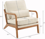 Bonnlo Fine Beige Accent Chairs Set of 2, Upholstered Mid Century Modern Lounge Fabric Chairs Reading Chairs Side Sitting Chair Solid Wood Farmhouse Armchairs for Living Room, Bedroom, Guest Room