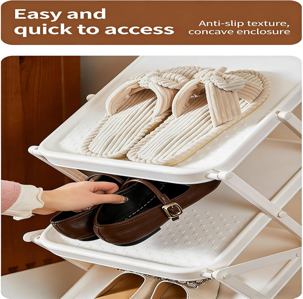 Portable Shoe Shelf Multifunctional Foldable Shoe Rack Space Saving Multi Layer Storage for Entryway Easy Assembly