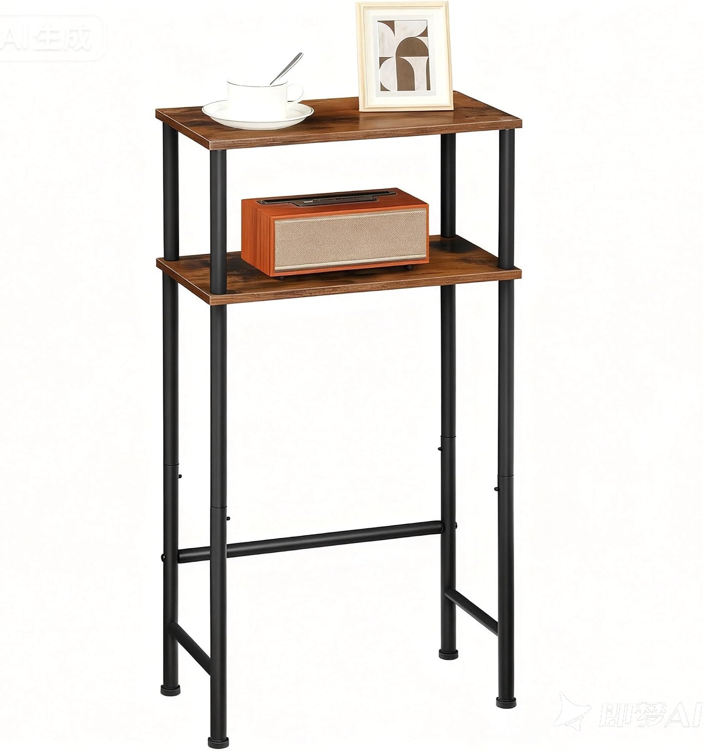 HOOBRO Narrow Console Table for Small Space, 15.7" Entryway Table with Storage, Sofa Table with 2 Shelves, Skinny Console Table for Entryway, Hallway, Living Room, Rustic Brown and Black BF40XG01