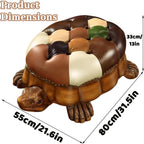 Wood Ottoman Footstool,Animal Footstool Turtle Upholstered Ottoman with Wheels Under Desk Step Stool Padded Seat Shoes Bench Kids Chair Seat for Living Room Bedroom (Brown, 80cm/31.5in)