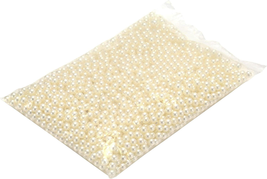 Sooyee Art Faux Pearls 2100+Pcs 6mm Ivory Loose Beads no Hole for Vase Fillers, Hold Brush Lipstick Eyeliner, Table Scatter, Wedding, Birthday Party Home Decoration