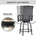 SHGJ&SOFT Outdoor Swivel Patio Bar Stools Set of 2, Bar Height Chairs, Rotating Patio Bar Stools, High Top Patio Chairs Durable Textilence Fabric for Outside,Lawn,Garden,Balcony (Dark Gray, Set of 2)