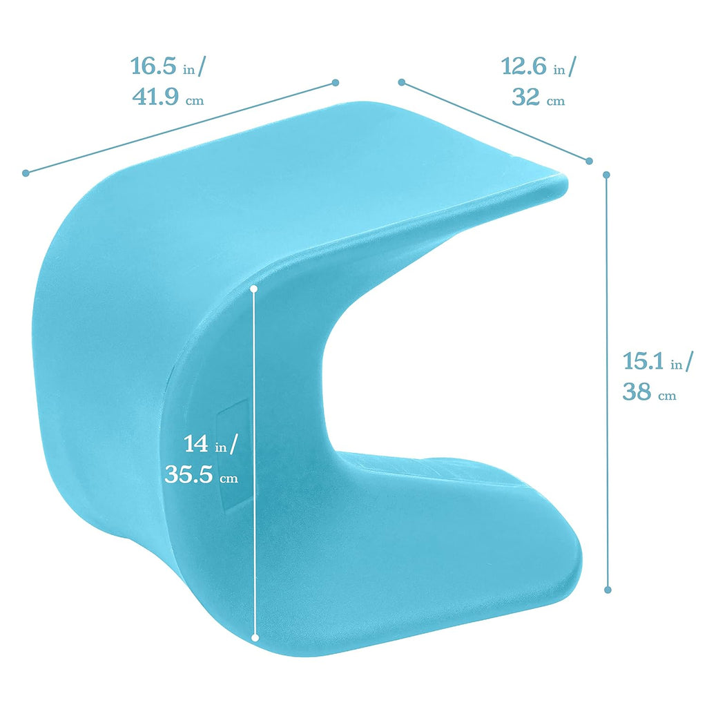 ECR4Kids Wave Seat Perch Stool, 14in - 15.1in Seat Height, Flexible Seating, Blue, 2-Pack