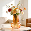 BLOFLO Modern Retro Glass Vase, 7 Inch Bubble Round Bulb Vase, Boho Vintage Home Decor Table Centerpiece for Fresh/Fake Flowers, Ideal Housewarming/Mother’s Day/Birthday Gift (Orange)