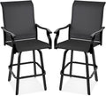 Best Choice Products Set of 2 Swivel Barstools, Bar Height Outdoor Chairs, 360 Rotating Patio Bar Stools w/All-Weather Mesh, 300lb Capacity - Black