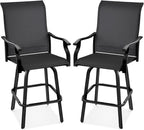 Best Choice Products Set of 2 Swivel Barstools, Bar Height Outdoor Chairs, 360 Rotating Patio Bar Stools w/All-Weather Mesh, 300lb Capacity - Black