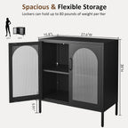 Buffet Cabinet, Modern Industrial Style Sideboard Buffet Cabinet, with Adjustable Shelves Credenza for Living Kitchen Dining Farmhouse, 15.8" L x 27.6" W x 35" H Black
