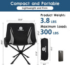 Raynesys 1 Pack Portable Camping Chair, Flexible 360° Rotation, Easy Carry, 8 Seconds Quick Setup Folding Camping Chair, 3.8Lb Lightweight Folding Chairs for Hiking, Beach, Sporting, Travel