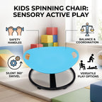 Kids Spinning Chair, Silent Rotation Balance Development Sensory Seat with Dual Safety Handles, 75kg Capacity, for 3-10 Years Old