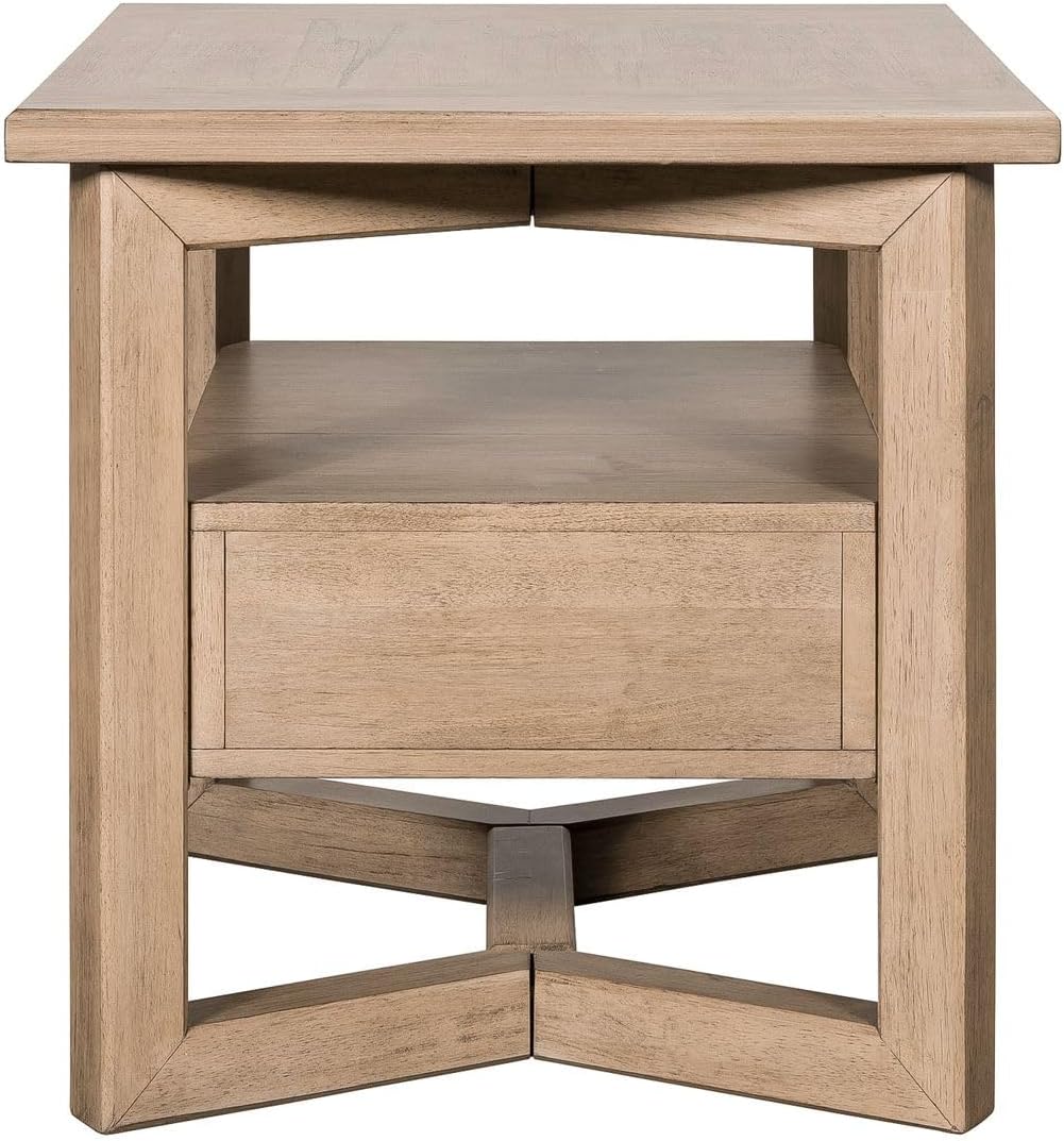 Liberty Furniture Proximity Place Living Room Rectangular End Table Transitional with Storage Drawer - Barley Buff Birch Wood