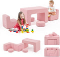 JOYMOR Modular Kids Play Couch, 6PCS Convertible Corduroy Foam Sofa Set, DIY Building Fort for Toddlers, Soft Kids Furniture for Playroom, Bedroom, Gift for Boys & Girls, Pink | Soft Sponge
