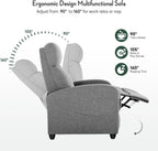 Recliner Chair, Recliner Sofa Fabric for Adults, Recliners Home Theater Seating with Lumbar Support, Reclining Sofa Chair for Living Room, Gray