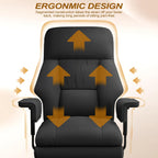Executive Office Chair with Wheels PU Leather Ergonomic Desk Chairs with Foot Rest High Back Computer Gaming Chairs for Home Office