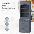 LUMISOL 83.7” Kitchen Pantry, Freestanding Tall Kitchen Hutch with Faux Marble Top, Cupboard Cabinet with 5 Drawers and Adjustable Shelf, Storage Cabinet for Kitchen Dining Room, Set of 2, Gray