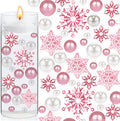 102 Pieces Christmas Vases Filler Decorations for Faux Pink Snowflakes Beads Party Garland for Vases Filler Wedding Centerpiece Christmas Party Decor