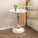 Elegant Modern Side Table Unique Hourglass Design Ideal for Living Rooms, Cafes, Dining Rooms, Bedrooms, and Outdoors Corner Round End Table (1 Set, White)