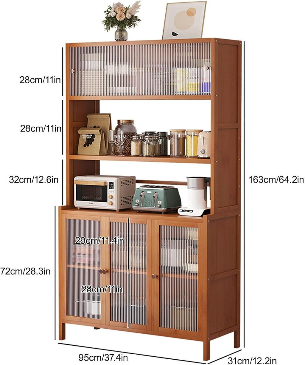 Narrow Kitchen Pantry Storage Cabinet, Sliding Racks with Door, Kitchen Pantry Cabinet with Doors and Drawers, Cupboard for Dining Room Living Room Furniture