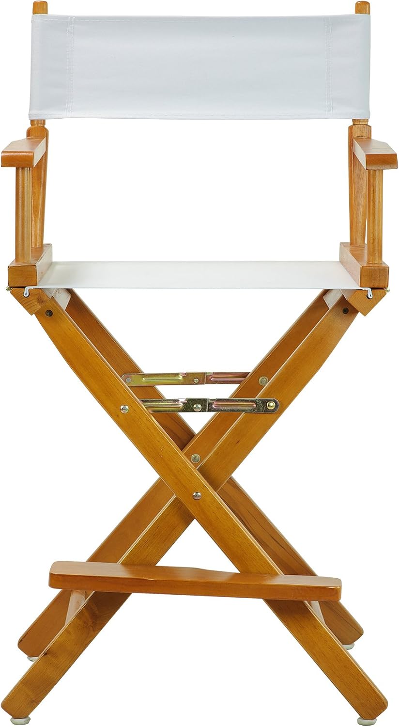Casual Home 24" Director's Chair Honey Oak Frame-with White Canvas, Counter Height