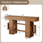 Einhomn 63 Inches Entryway Table, Wooden Console Table with Storage, Narrow Sofa Table Behind Couch, Farmhouse Long Entry Hallway Tables for Entrance, Foyer, Living Room, Natural Brown
