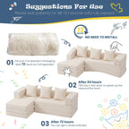 Modular Kids Play Couch, Convertible Toddler Sectional Sofa, Soft Cloud Corduroy Kids Sofa Bed with 3 Pillows, Safe No Edge Foam Play Furniture for Boys Girls Playroom Bedroom